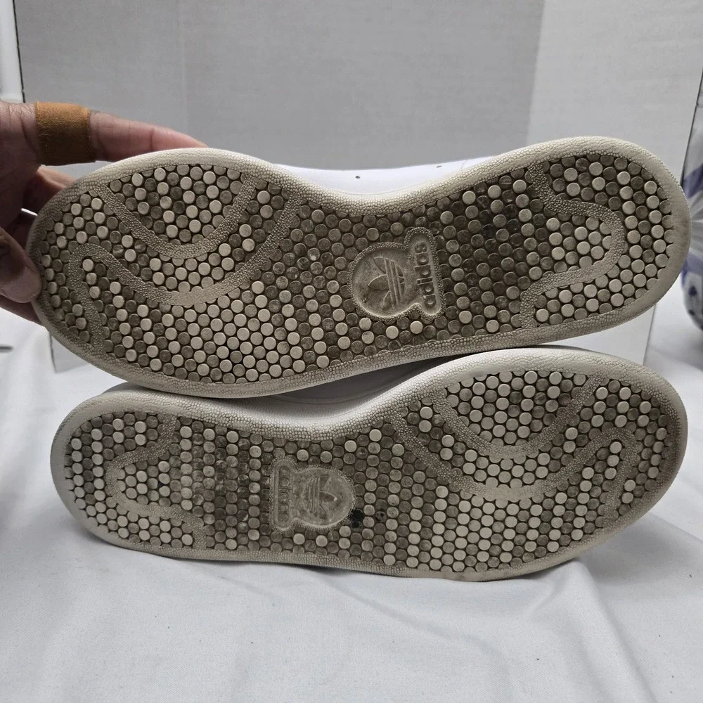 Adidas Mens 6 Leather Stan Smith Athletic Low Sneakers S74778 White Blue Lace Up